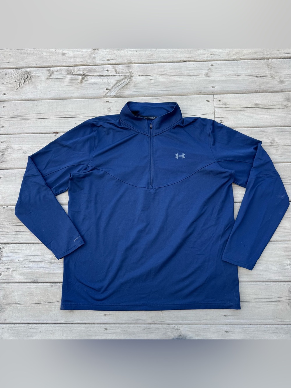 Under Armour UA Tech Quarter Zip Pullover Mens XL Blue Solid Golf HeatGear